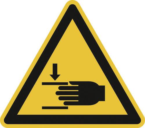 Warnschild Handverletzungsgefahr Folie selbstklebend 100mm ISO 7010 1St. von SAFETYMARKING