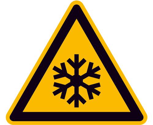 Warnschild Niedrige Temperatur/Frost Folie selbstklebend 25mm ISO 7010 44St. von SAFETYMARKING