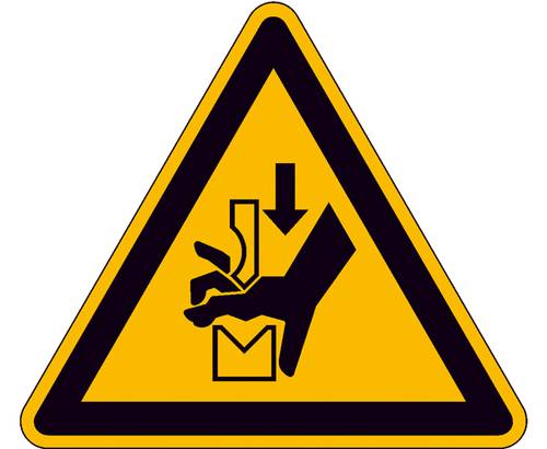 Warnschild Quetschgefahr Folie selbstklebend 50mm ISO 7010 10St. von SAFETYMARKING