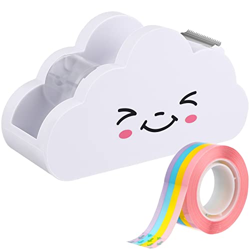 SAFIGLE Cloud Tape Dispenser Rainbow Tape Set Cartoon Desktop Tape Cutter Niedlicher Rollenbandhalter Für Mehr Büromaterial Für Die Schule von SAFIGLE
