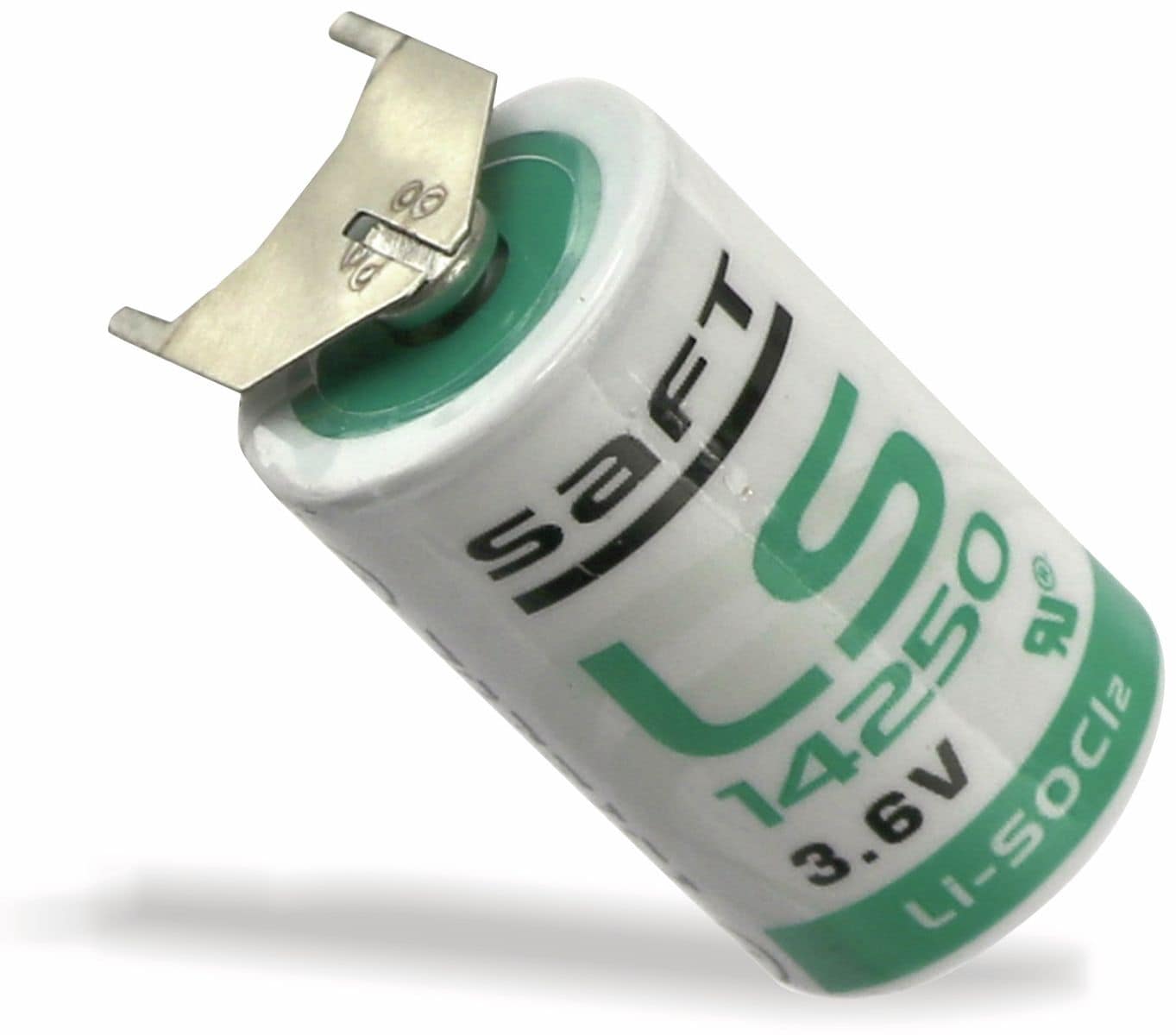 SAFT Lithium-Batterie LS 14250-3PF, 1/2 AA, 2/1 Print ++/-, 3,6 V-, 1200 mAh von SAFT