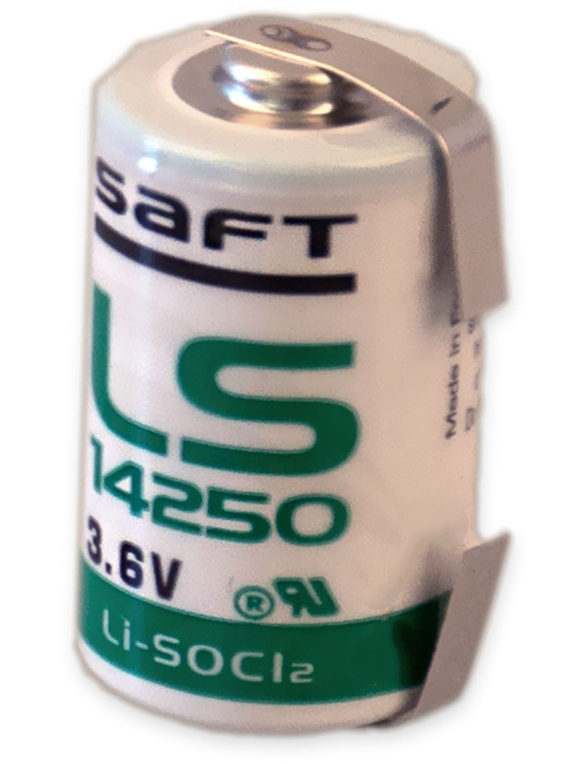 SAFT Lithium-Batterie LS 14250-CNR, 1/2AA, mit U-Lötfahne, 3,6 V-, 1200 mAh von SAFT