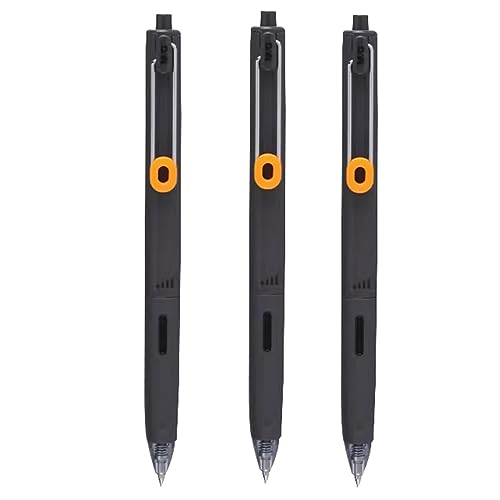 Silent Click Pen, einziehbarer Stift mit bequemem Griff, Stiftclip, 0,5 mm, schwarze Tinte, Klassenzimmer, Büro, Schreiben (Color : Black, Size : 3) von SAFWEL