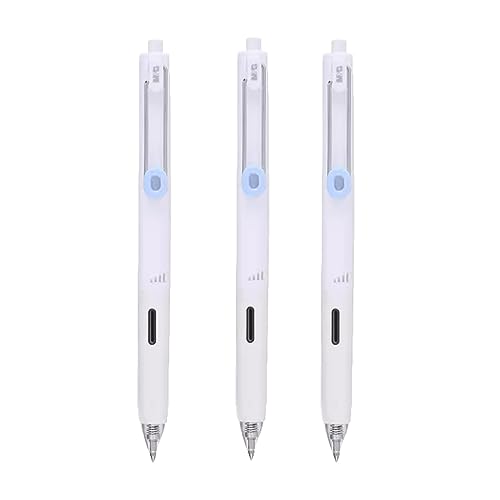 Silent Click Pen, einziehbarer Stift mit bequemem Griff, Stiftclip, 0,5 mm, schwarze Tinte, Klassenzimmer, Büro, Schreiben (Color : White, Size : 3) von SAFWEL