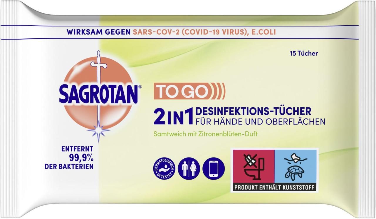 SAGROTAN® Desinfektionstücher 2in1 15 Tücher von SAGROTAN®