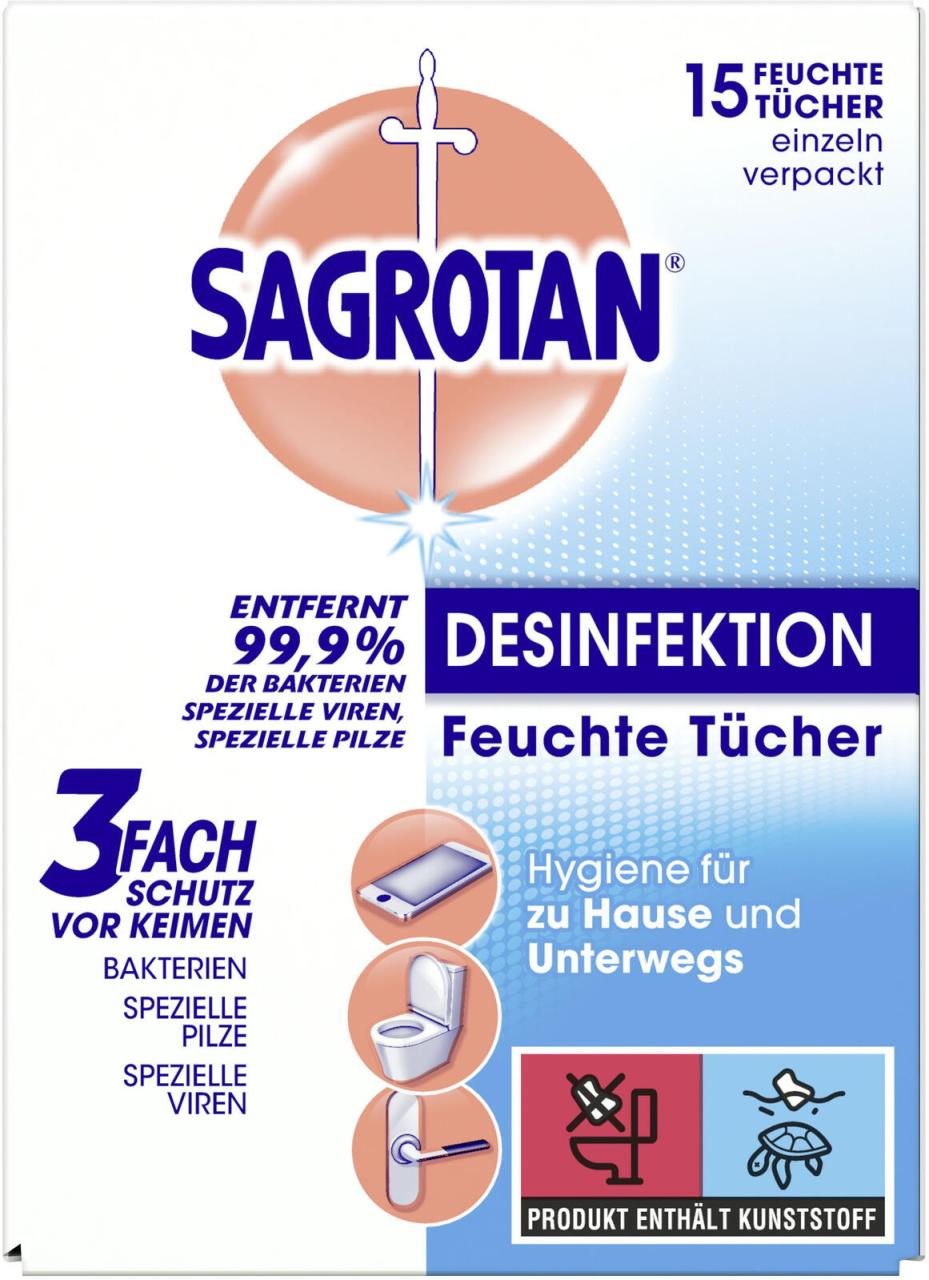 SAGROTAN® Desinfektionstücher DESINFEKTION 15 Tücher von SAGROTAN®