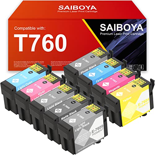 SAIBOYA Ink Cartridges T7601 T7602 T7603 T7604 T7605 T7606 T7607 T7608 T7609 Photo Tintenpatrone Tinte Farbpaket 32ml mit kompatibel mit Epson T750 SureColor SC-P600 SC P600 Tintenstrahldrucker. von SAIBOYA