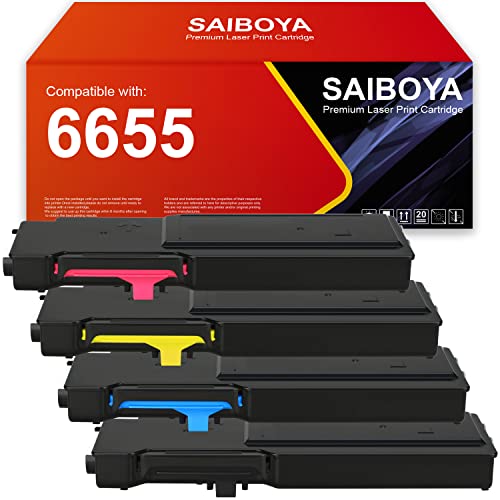SAIBOYA Kompatible 106R02744 106R02745 106R02746 106R02747 Tonerkartuschen für Xerox 6655 Toner für WC 6655/WorkCentre 6655 6655i.schwarz 11.000 Farbe 7.500 Seiten von SAIBOYA