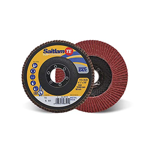 Sait 48504 TOP CERAMIC SAITLAM-TE S Schleifmittel Fächerschleifscheibe, 125mm x 22.23mm, 60 Körnung, 10 Stück von SAIT