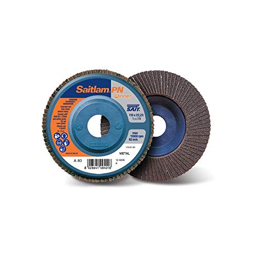 Sait 48823 Winner SAITLAM-PN C Schleifmittel Fächerschleifscheibe, 115mm x 22.23mm, 120 Körnung, 10 Stück von SAIT