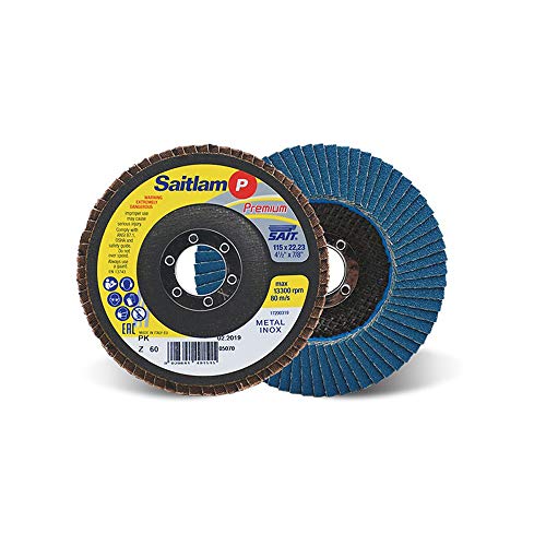 Sait 49155 Premium - Saitlam-PK Z Schleifmittel Fächerschleifscheibe, 125mm x 22.23mm, 60 Körnung, 10 Stück von SAIT