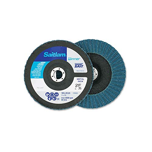 Sait 49400 Winner - Saitlam-Double Schleifmittel Fächerschleifscheibe mit doppelter Lamellenlage, 180mm x 22.23mm, 36 Körnung, 10 Stück von SAIT