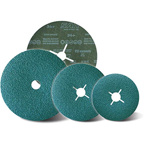 Sait 77028 SAITDISC 7II Fiberscheiben, 180mm x 22mm, 80 Körnung, X Typ, 100 Stück von SAIT