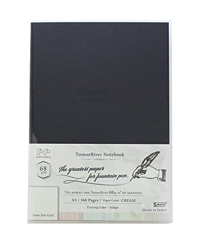 SAKAEテクニカルペーパー Tomoe River FP Notebook, 14,9 x 21 cm, 368 Seiten (184 Blatt), fester Einband, 5 mm Punktraster, 68 g/m², cremefarben, 1 Stück (TMR-A5H68DC) von SAKAEテクニカルペーパー