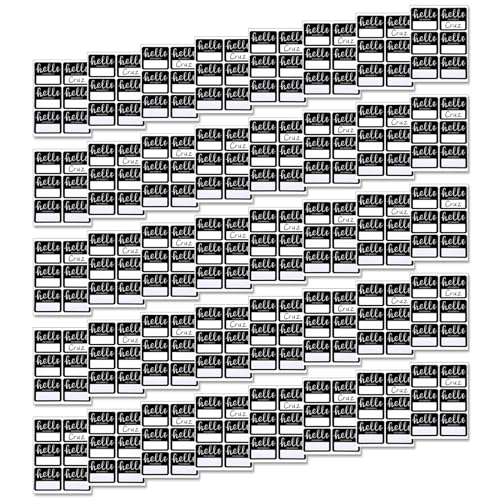 SAKEIOU 240 Stück schwarz-weiße Namensetiketten-Aufkleber, 7,6 x 6,3 cm, Hallo-Namensetiketten-Aufkleber für Kindertagesstätte, Schule, Mottoparty von SAKEIOU