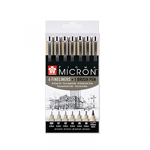 PIGMA MICRON Fineliner SET (7 Stifte, schwarz) von SAKURA