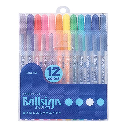 SAKURA Gel-Tinten-Kugelschreiber, Kugelschild (Gelly Rolle), 12 Farben Set (PGB12) von SAKURA