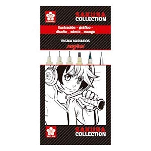 SAKURA - Komplettes Set Von Fünf Schwarzen Pigma Verschiedene Versionen Und Ein Druckbleistift Mehrfarbig von SAKURA
