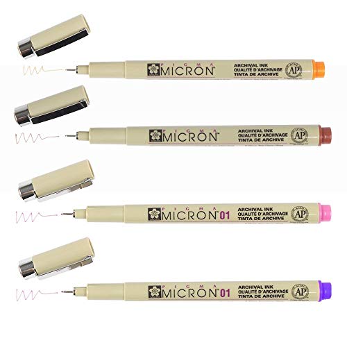 SAKURA Pigma 0,1 Mikron Liner Stift 4 Pack Bundle von SAKURA