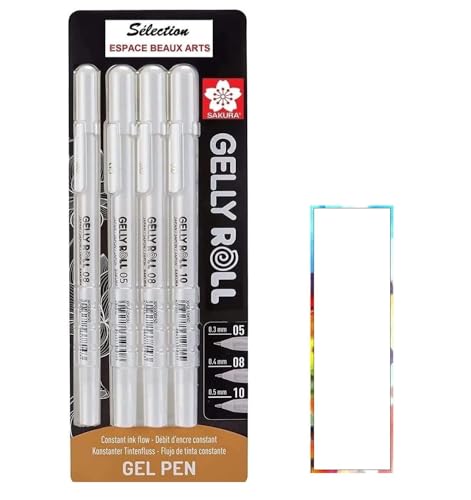 Sakura Gelly Roll White, Sakura Gelly Roll Gel Pen. 4 Gelschreiber hellweiß Größe 05 / 08 / 08 / 10 von SAKURA