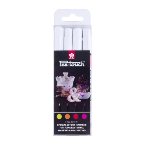 Sakura Pen-Touch Federmäppchen mit 4 fluoreszierenden Farben (POXPMKAF4) von SAKURA