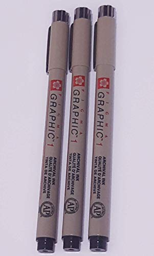 Sakura Pigma Graphic Tuschestift, 1,0 mm, 3 Stück, Schwarz von SAKURA