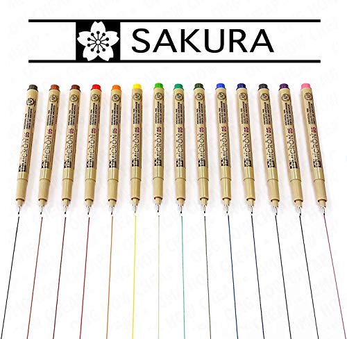 Sakura Pigma Micron – Farbe Pigment Fineliner – Set 14 Stück – 0,5 mm von SAKURA