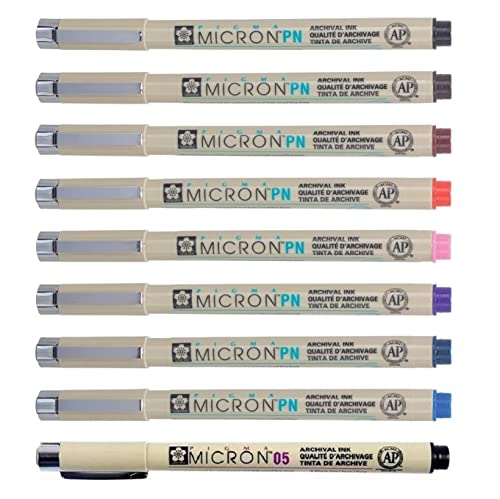 Sakura Pigma Micron PN Bleistifte Pigma Micron Everyday Pens 8 Stück Made in Japan + 05 Schwarz von SAKURA