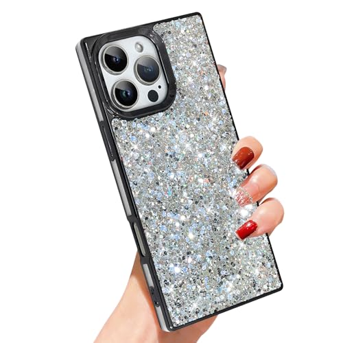 SAKUULO Glitzer-Schutzhülle für iPhone 16 Pro Max, luxuriös, funkelnd, glänzende Rückseite, Beschichtung, TPU, stoßfest, Stoßstangenschutz, schlanke Hülle, 17,5 cm, für Damen und Mädchen, schwarzer SAKUULO Glitzer-Schutzhülle für iPhone 16 Pro Max, luxuriös, funkelnd, glänzende Rückseite, Beschichtung, TPU, stoßfest, Stoßstangenschutz, schlanke Hülle, 17,5 cm, für Damen und Mädchen, schwarzer von SAKUULO