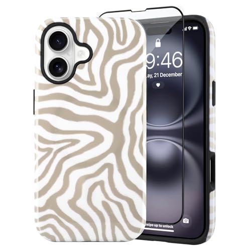 SAKUULO Magnetisch für iPhone 16, weißes Ozeanwellen-Druckmuster [kompatibel mit MagSafe] Wireless Charge Strengthen Protection Cover, White Ocean Waves (6,1 Zoll) von SAKUULO