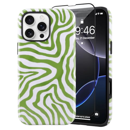 SAKUULO Magnetisch für iPhone 16 Pro, Motiv: grüne Ozeanwellen, Druckmuster, kompatibel mit MagSafe, kabellose Ladung, stärkende Schutzhülle, grüne Ozeanwellen (6,3 Zoll) von SAKUULO