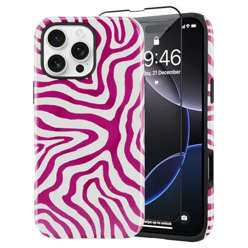 SAKUULO Magnetisch für iPhone 16 Pro, Motiv: rote Ozeanwellen, Druckmuster [kompatibel mit MagSafe] Wireless Charge Strengthen Protection Cover, Red Ocean Waves (6,3 Zoll) von SAKUULO