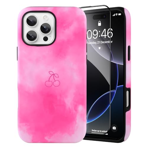 SAKUULO Magnetisch für iPhone 16 Pro Max, Rosa, skurriles Batikmuster, kompatibel mit MagSafe, kabelloses Laden, stärkende Schutzhülle, rosa skurrile Batikfärbung (17,5 cm) von SAKUULO
