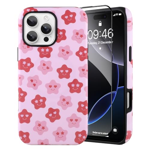 SAKUULO Magnetisch für iPhone 16 Pro Max Happy Heart Eyes Druckmuster [Kompatibel mit MagSafe] Wireless Charge Strengthen Protection Cover, Happy Heart Eyes (6,9 Zoll) von SAKUULO