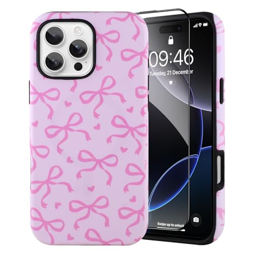 SAKUULO Magnetisch für iPhone 16 Pro Max Love Bow Print Muster [Kompatibel mit MagSafe] Wireless Charge Strengthen Protection Cover, Love Bow (6,9 Zoll) von SAKUULO