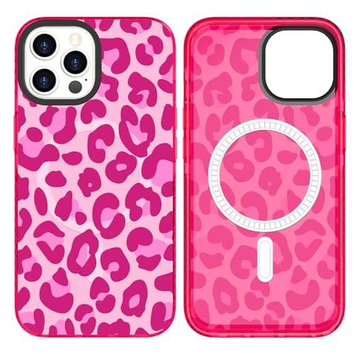 SAKUULO Magnetische Schutzhülle für iPhone 12 Pro Max, Leopardenmuster, kompatibel mit MagSafe, kabelloses Laden, stärkender Schutz, Hot Pink Leopard (6,7 Zoll) von SAKUULO