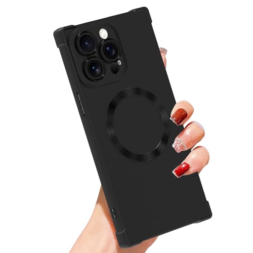 SAKUULO Magnetische Schutzhülle für iPhone 15 Pro Max, kompatibel mit Magsafe, vollständiger Kameraschutz, Silikon, stoßfest, schützend, schlanke Handyhülle für Damen und Mädchen, für iPhone 15 Pro von SAKUULO