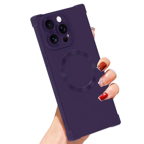 SAKUULO Magnetische Schutzhülle für iPhone 15 Pro Max, kompatibel mit Magsafe, vollständiger Kameraschutz, Silikon, stoßfest, schützend, schlanke Handyhülle für Damen und Mädchen, für iPhone 15 Pro von SAKUULO