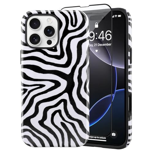SAKUULO Magnetische Schutzhülle für iPhone 16 Pro, Motiv: schwarze Ozeanwellen, kompatibel mit MagSafe, kabelloses Laden, stärkende Schutzhülle, schwarze Ozeanwellen (6,3 Zoll) von SAKUULO