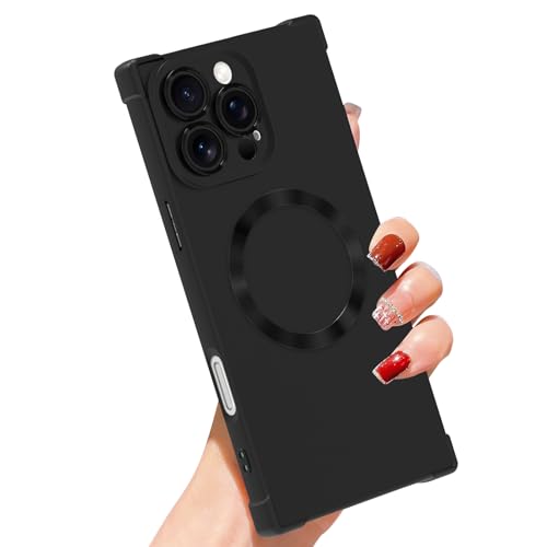 SAKUULO Magnetische Schutzhülle für iPhone 16 Pro Max, kompatibel mit Magsafe, vollständiger Kameraschutz, Silikon, stoßfest, schützend, schlanke Handyhülle für Damen und Mädchen, für iPhone 16 Pro von SAKUULO