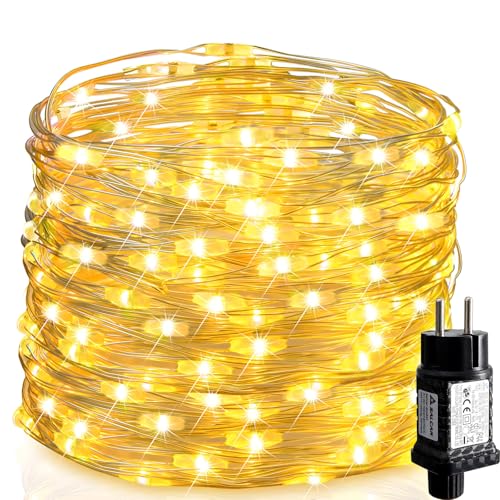 SALCAR 100M LED Lichterkette Kupferdraht, 1000 LEDs Lichterkette Draht mit 8 Modi, Wasserdicht Weihnachts Beleuchtung Außen Innen für Zimmer, Bäume, Garten, Party, Hochzeit Deko, Warmweiß SALCAR 100M LED Lichterkette Kupferdraht, 1000 LEDs Lichterkette Draht mit 8 Modi, Wasserdicht Weihnachts Beleuchtung Außen Innen für Zimmer, Bäume, Garten, Party, Hochzeit Deko, Warmweiß von SALCAR