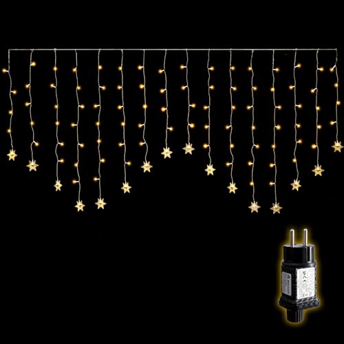 SALCAR 2M 104er LED Schneeflocke Lichtervorhang Innen, 16er Schneeflocken Lichterkette Außen, LED Weihnachtsdeko Fenster mit 9 Modi und Speicherfunktion, Warmweiß SALCAR 2M 104er LED Schneeflocke Lichtervorhang Innen, 16er Schneeflocken Lichterkette Außen, LED Weihnachtsdeko Fenster mit 9 Modi und Speicherfunktion, Warmweiß von SALCAR
