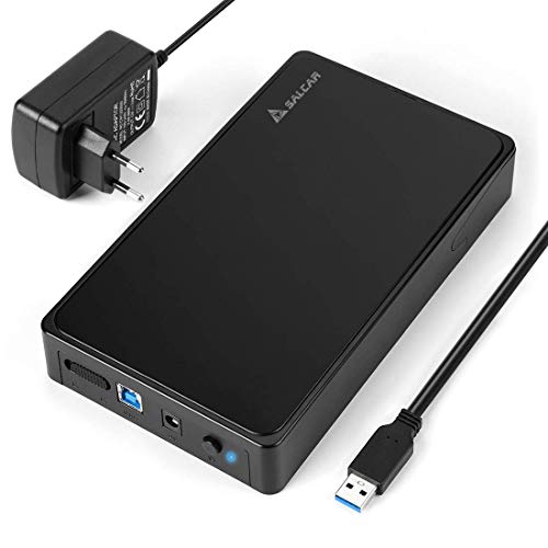 SALCAR USB 3.0 Externe Festplattengehäuse für 3.5 Zoll SATA SSD und HDD Festplatten, mit 12V 2A Netzteilkompatibel von SALCAR