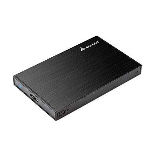 Salcar Aluminium 2,5 Zoll Externes Festplattengehäuse für 9.5mm 7mm 2.5 Zoll HDD SSD Case Gehäuse mit SATA 3 USB 3.0 Kabel Unterstützung UASP (Schwarz) von SALCAR