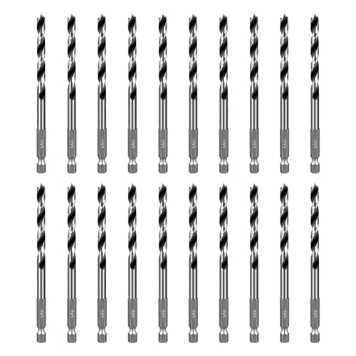 SALI 20-teilig Holzspiralbohrer Bohrer mit 1/4 Sechskant-Schaft Holzbohrer-Set Ø 6 mm für Bohrungen in Weichholz, Hartholz Professional Zubehör Bohrschrauber Standbohrmaschine SALI 20-teilig Holzspiralbohrer Bohrer mit 1/4 Sechskant-Schaft Holzbohrer-Set Ø 6 mm für Bohrungen in Weichholz, Hartholz Professional Zubehör Bohrschrauber Standbohrmaschine von SALI