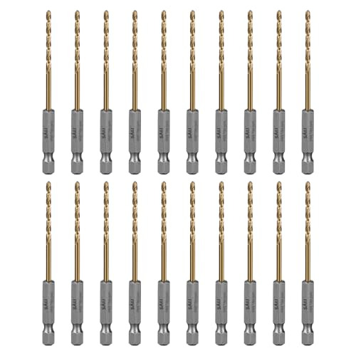 SALI 20 teiliges HSS Bohrer Set Sechskantschaft Schnellbohrkronen Ø 3 mm Titan-beschichteter Bohrersatz Schnellwechsel 1/4"-Sechskantaufnahme Spiralbohrer Metallbohrer für Holz Kunststoff Aluminium SALI 20 teiliges HSS Bohrer Set Sechskantschaft Schnellbohrkronen Ø 3 mm Titan-beschichteter Bohrersatz Schnellwechsel 1/4"-Sechskantaufnahme Spiralbohrer Metallbohrer für Holz Kunststoff Aluminium von SALI