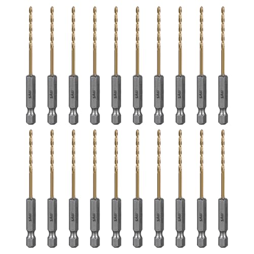 SALI 20 teiliges HSS Bohrerset Sechskantschaft Schnellbohrkronen Ø 2,5 mm Titan-beschichteter Bohrersatz Schnellwechsel 1/4"-Sechskantaufnahme Spiralbohrer Metallbohrer für Holz Kunststoff Aluminium SALI 20 teiliges HSS Bohrerset Sechskantschaft Schnellbohrkronen Ø 2,5 mm Titan-beschichteter Bohrersatz Schnellwechsel 1/4"-Sechskantaufnahme Spiralbohrer Metallbohrer für Holz Kunststoff Aluminium von SALI
