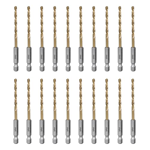 SALI 20 teiliges HSS Bohrerset Sechskantschaft Schnellbohrkronen Ø 3,5 mm Titan-beschichteter Bohrersatz Schnellwechsel 1/4"-Sechskantaufnahme Spiralbohrer Metallbohrer für Holz Kunststoff Aluminium SALI 20 teiliges HSS Bohrerset Sechskantschaft Schnellbohrkronen Ø 3,5 mm Titan-beschichteter Bohrersatz Schnellwechsel 1/4"-Sechskantaufnahme Spiralbohrer Metallbohrer für Holz Kunststoff Aluminium von SALI