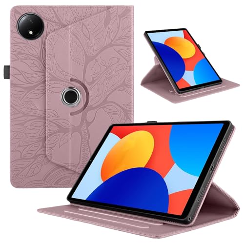 Tablet-Schutzhülle, kompatibel mit Xiaomi Redmi Pad SE 22,1 cm (8,7 Zoll), 2024, Tablet-Hülle, 360 Grad drehbarer Ständer, faltbar, Tablet-Hülle, Baum des Lebens, geprägte Schale für Tablet (Roségold) von SALLO