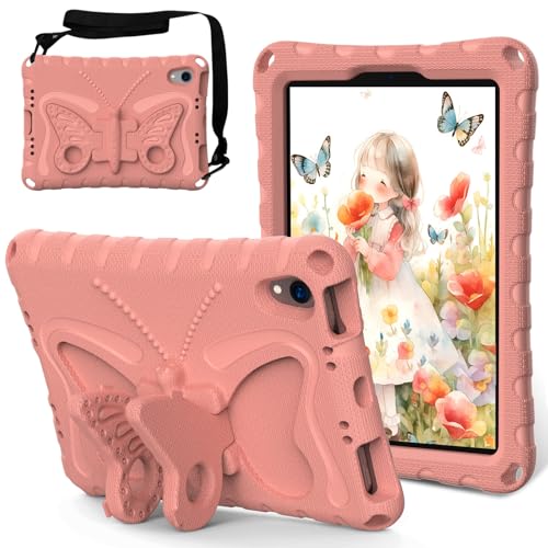 Tablet-Schutzhülle, kompatibel mit iPad Mini 6 (8,3 Zoll, 2021), iPad Mini 6. Generation, leicht, EVA, robust, stoßfest, kompatibel mit Kindern, Mädchen, niedlicher Schmetterling von SALLO